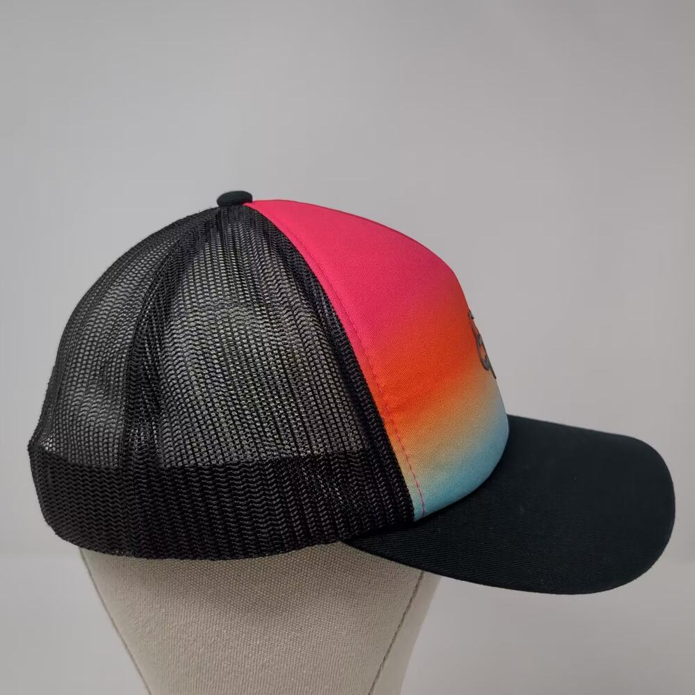 Fox Racing Trucker Hat Black Pink Gradient Logo Mesh Back Snapback OSFA Headwear - Picture 5 of 11